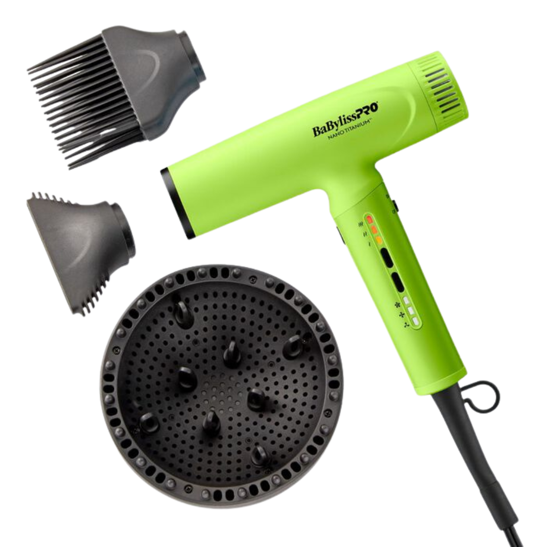 BaBylissPRO Nano Titanium Neon Yellow Light Ionic High-Speed Dryer