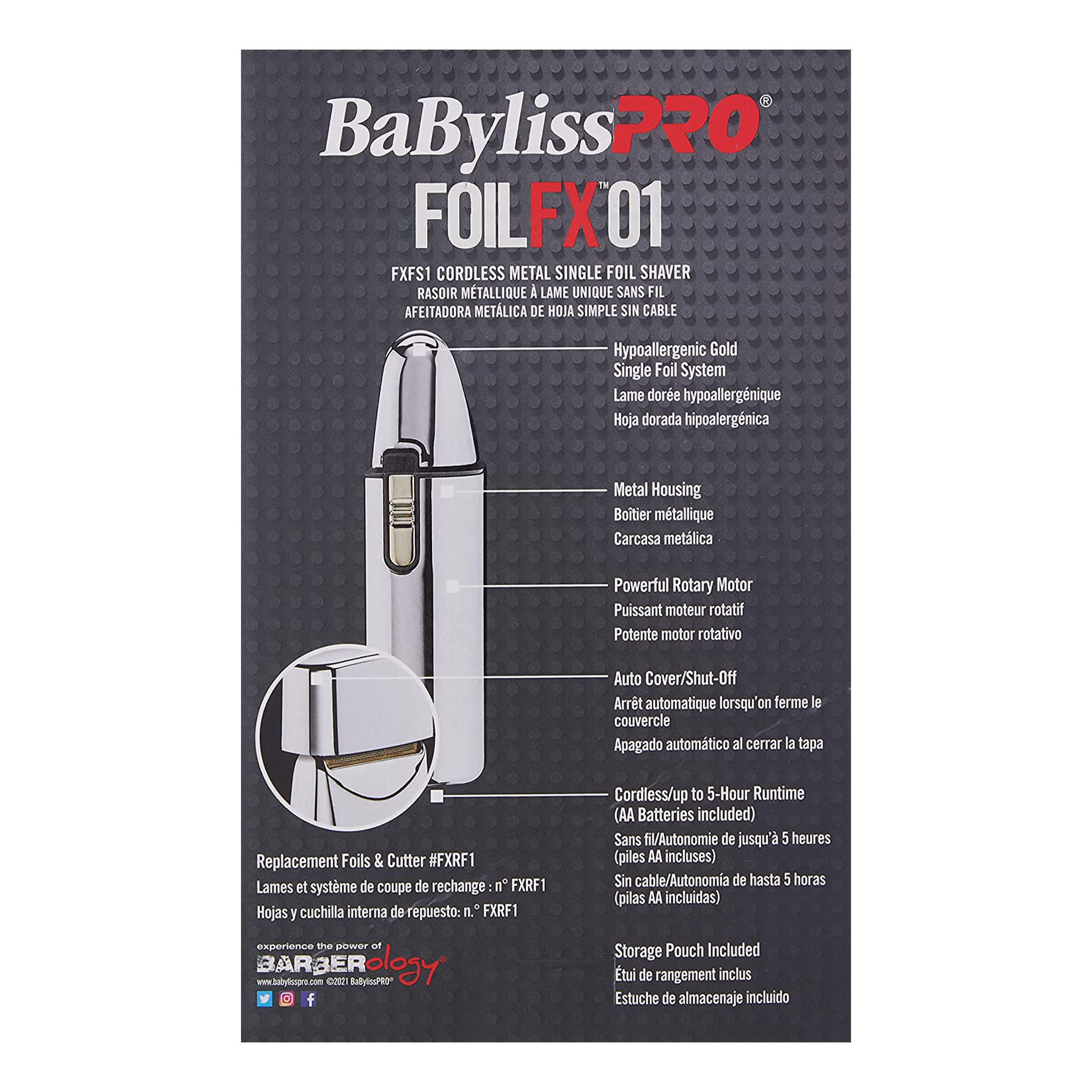 BabylissPRO FoilFX01 Silver Metal Single Foil Shaver