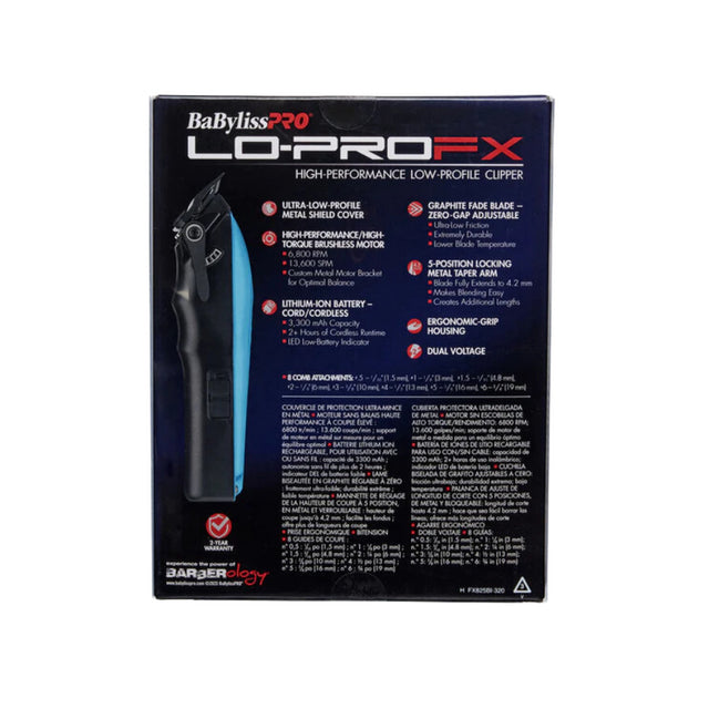 BabylissPRO LO-PROFX Cordless Clipper - Blue Limited Edition Influencer Collection - Nicole Renae