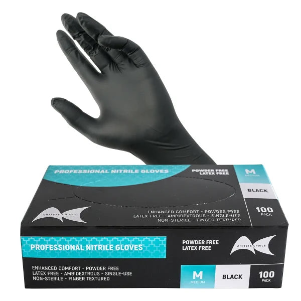 Artist Choice Nitrile Gloves Black Powder Free 100pk