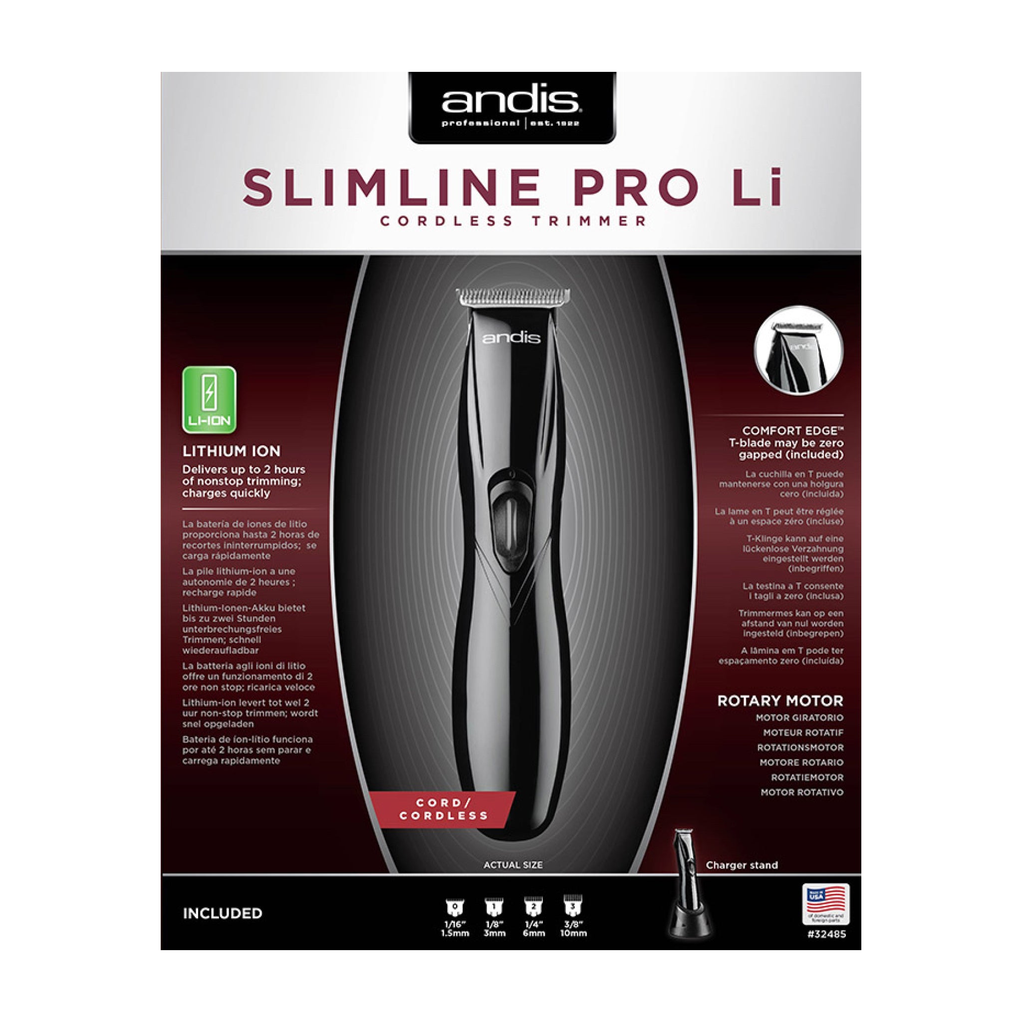 Andis Slimline Pro Li T-Blade Trimmer Black (D-8)