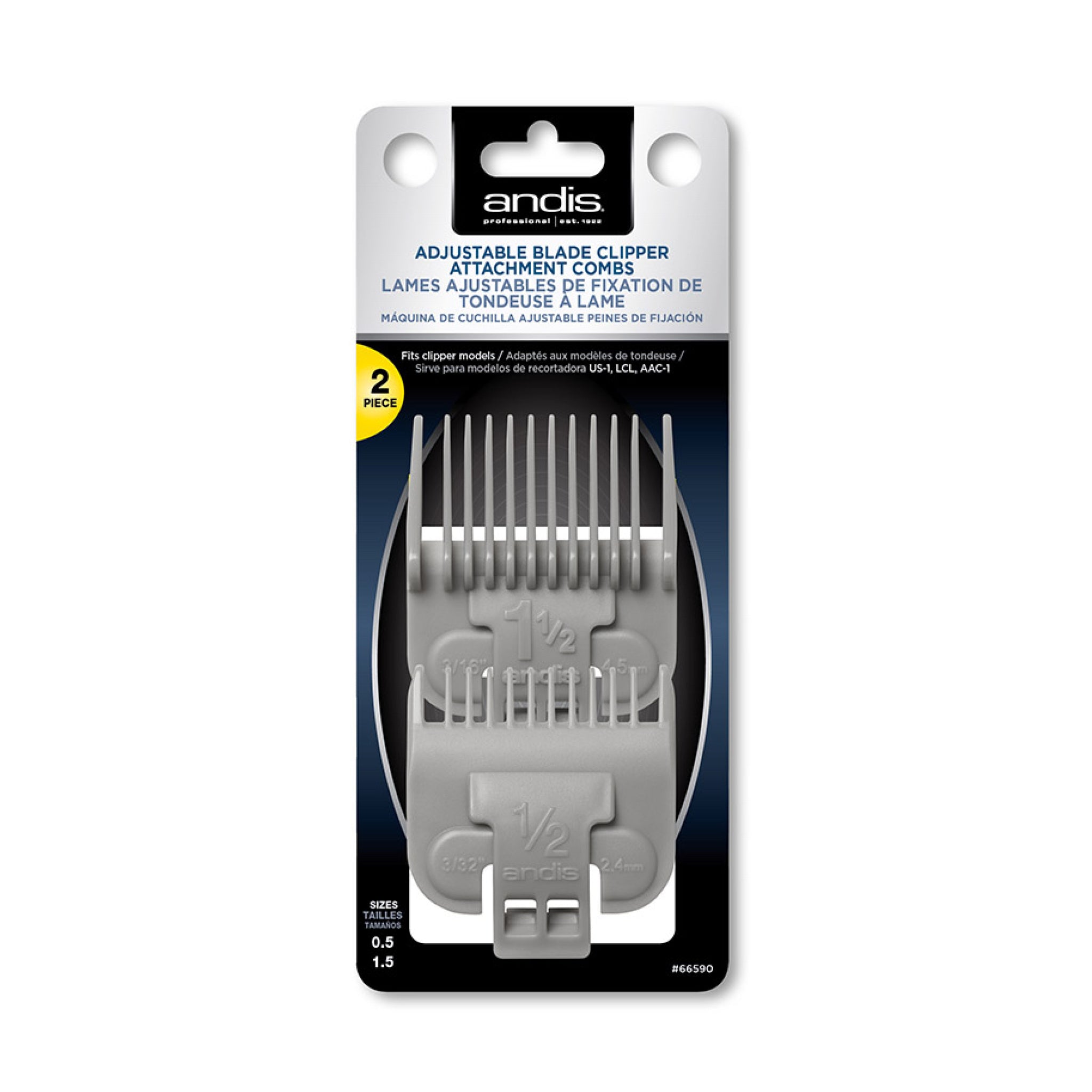 Andis Adjustable Blade Clipper Attachment Combs - 2 pc