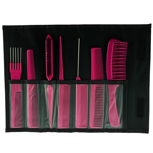 Folding Comb Set - 7pc - Pink