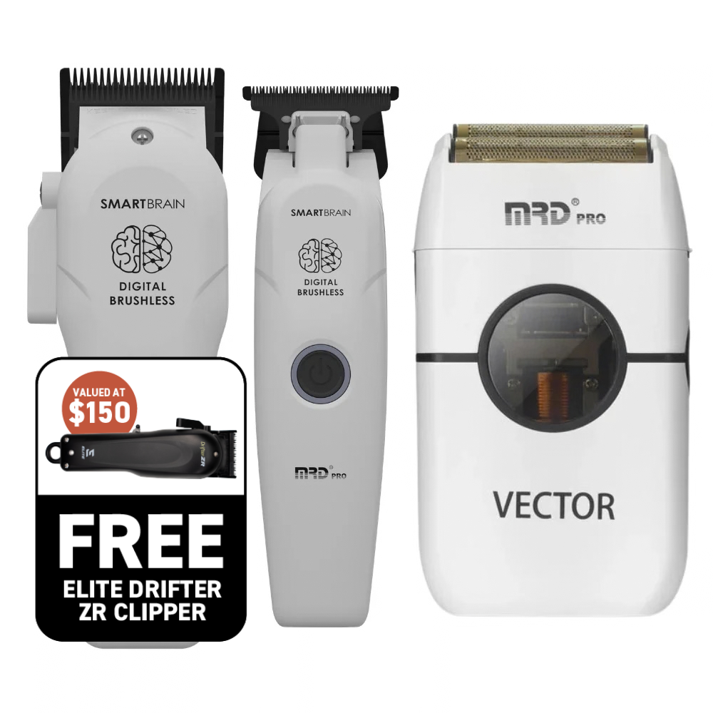 MRD Pro Smart Brain Precision Clipper, Trimmer and Vector Foil Shaver - White