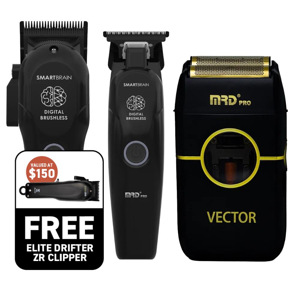 MRD Pro Smart Brain Precision Clipper, Trimmer and Vector Foil Shaver - Black