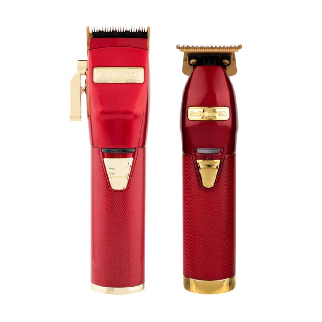 BabylissPRO RedFX Lithium Hair Clipper and Skeleton Timmer Duo Park