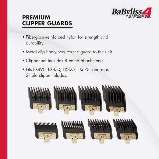 BabylissPRO Barberology Clipper Comb Attachments - 8pc