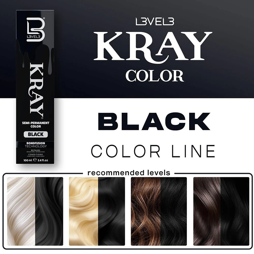 Level 3 Kray Semi Permanent Colour Black - 100ml