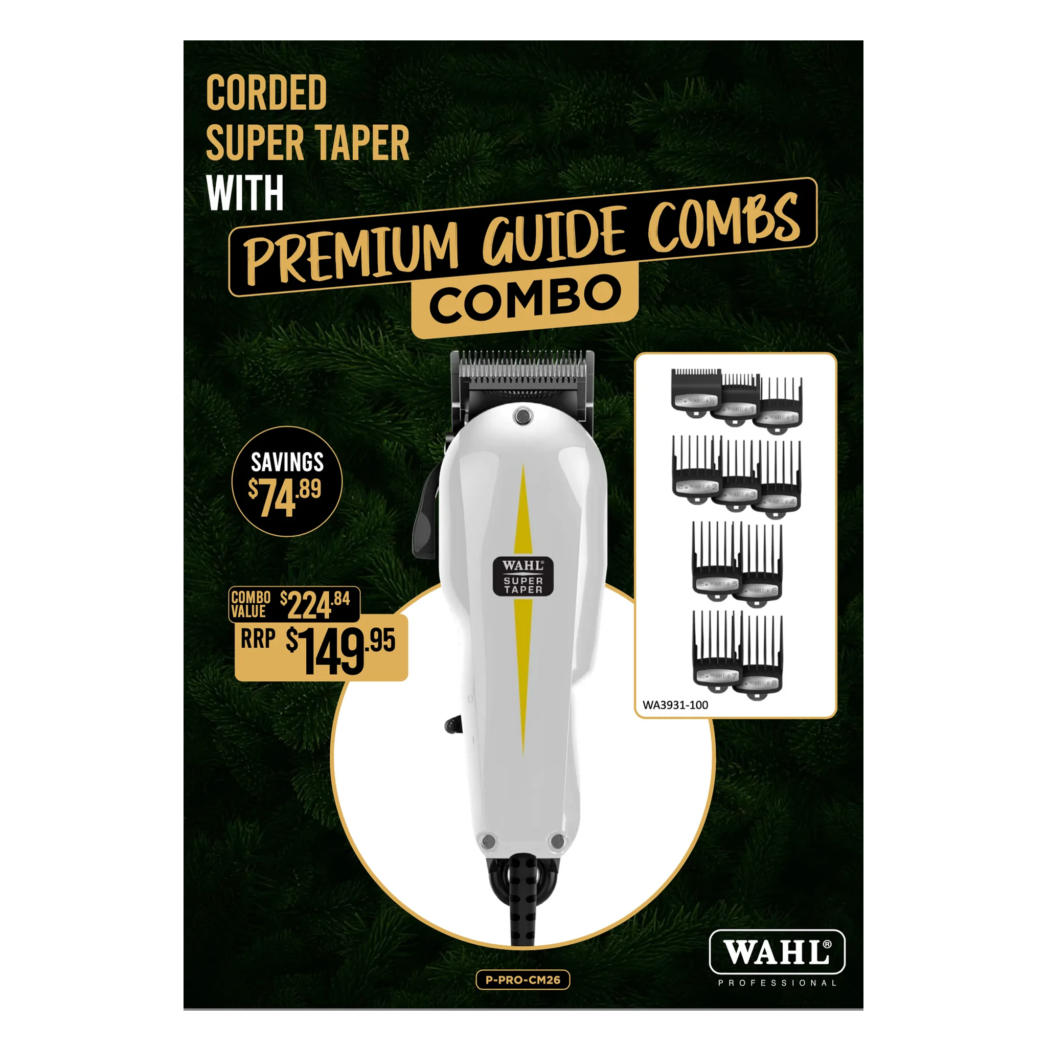 Corded Super Taper with Premium Guide Combs Combo