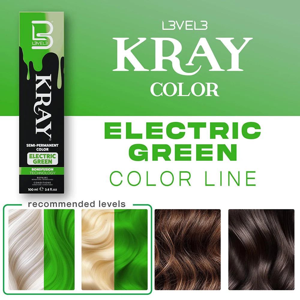 Level 3 Kray Semi Permanent Colour Electric Green - 100ml