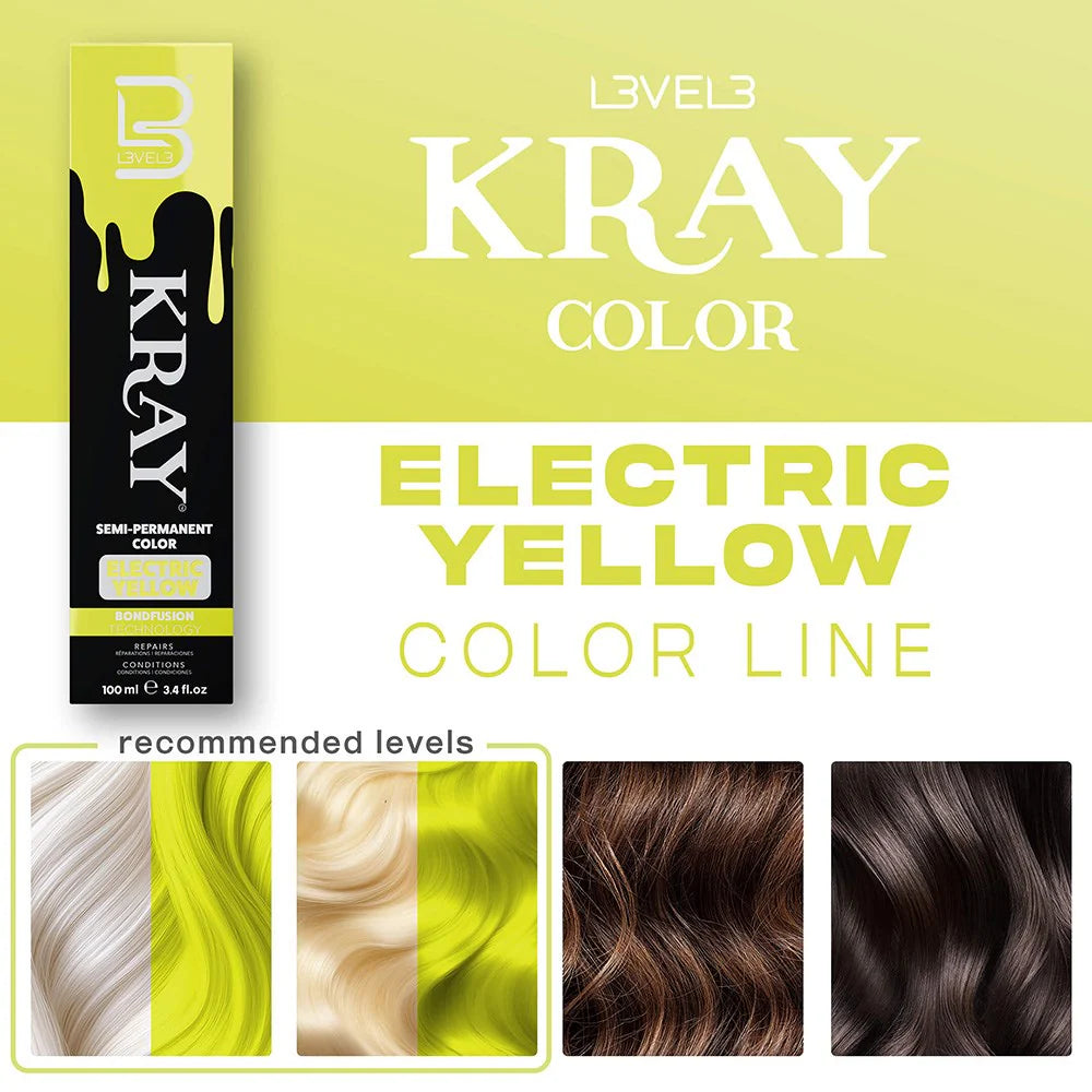 Level 3 Kray Semi Permanent Colour Electric Yellow - 100ml