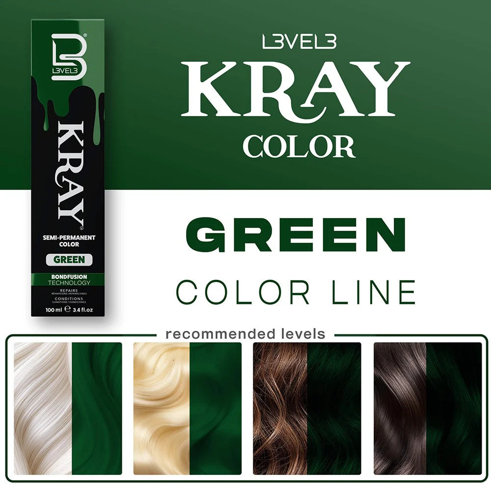 Level 3 Kray Semi Permanent Colour Green - 100ml
