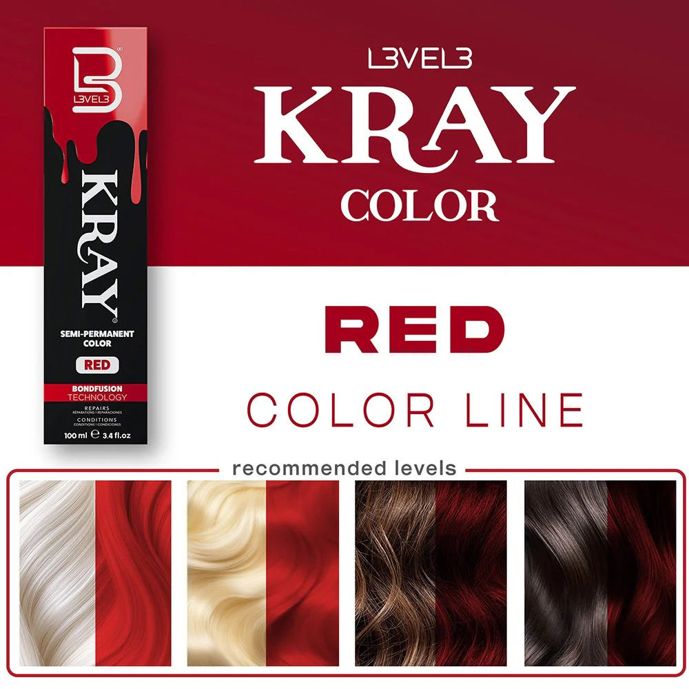 Level 3 Kray Semi Permanent Colour Red - 100ml