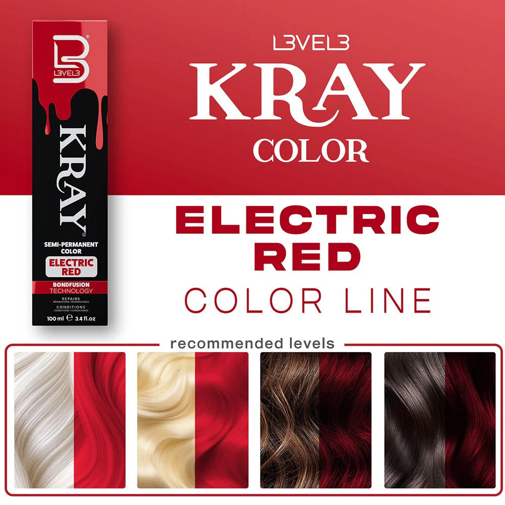 Level 3 Kray Semi Permanent Colour Electric Red - 100ml