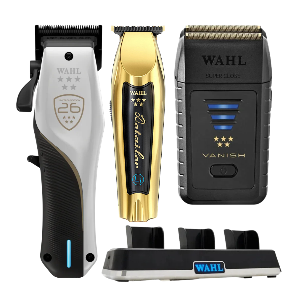 Wahl Vapor C.E, Gold Detailer, Vanish Foil Shaver and Power Station Combo
