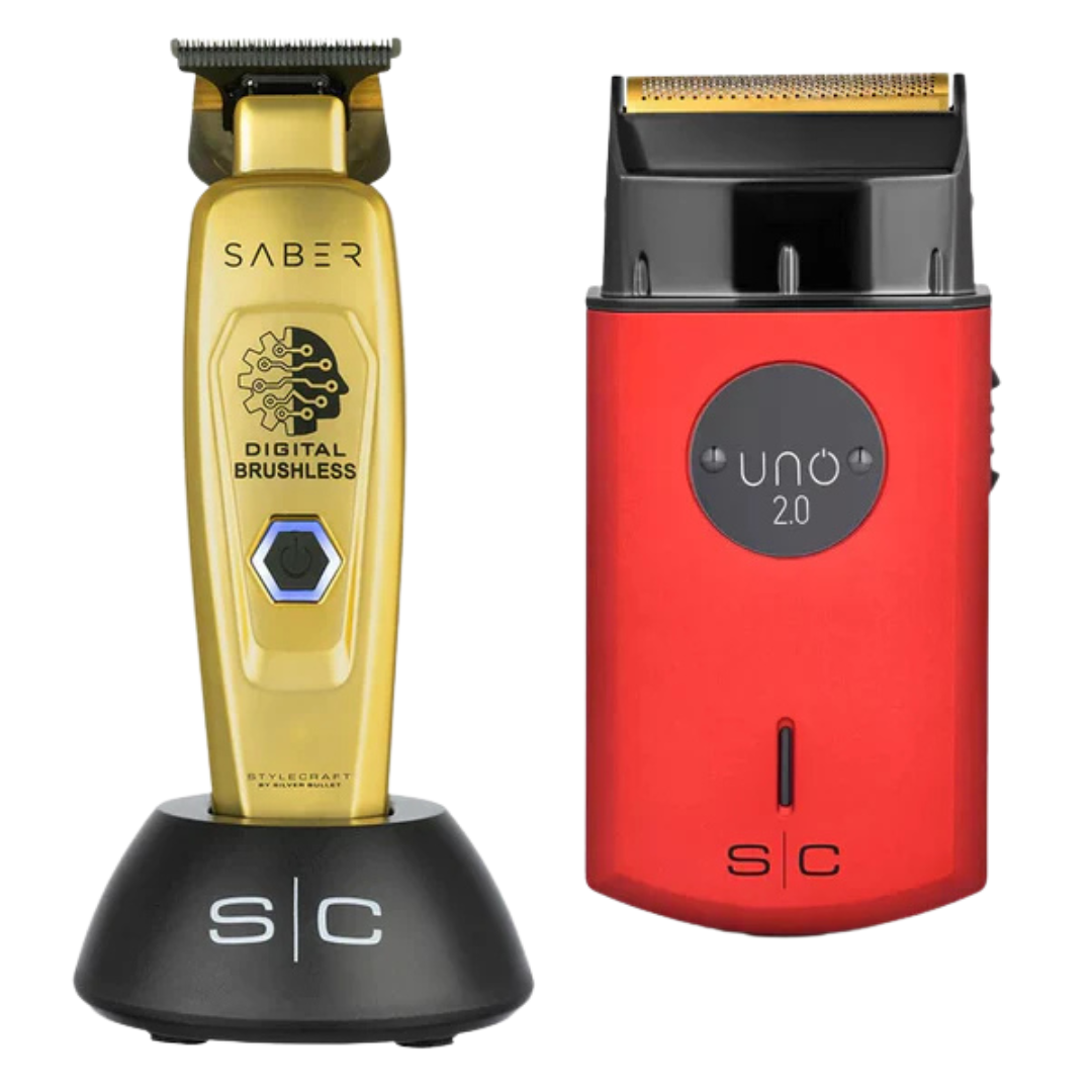 Stylecraft Saber T - Trimmer and Uno 2.0 Single Foil Shaver - Red