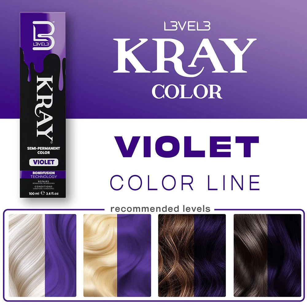 Level 3 Kray Semi Permanent Colour Violet - 100ml