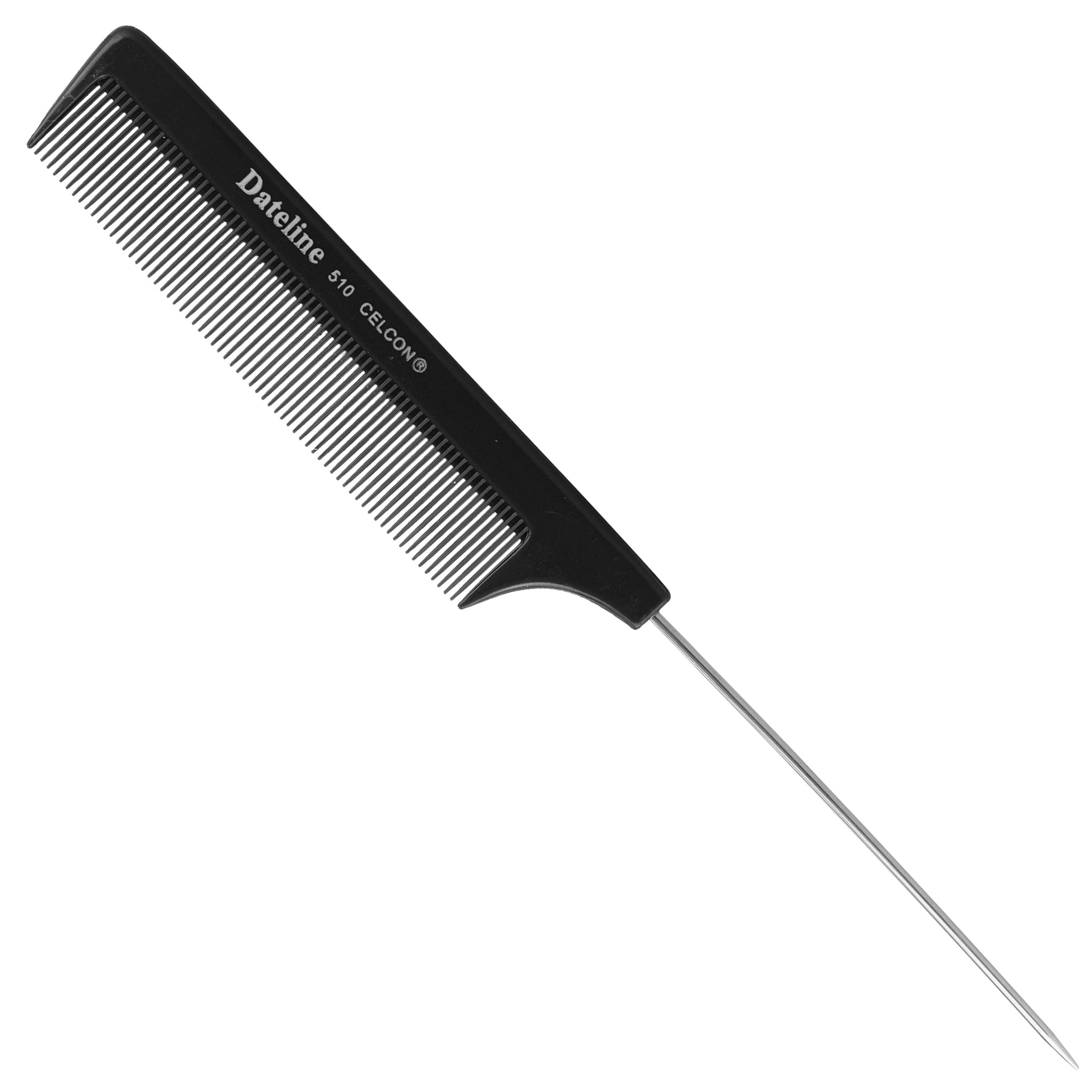 Black Celcon Tail Comb 510 - Stainless Steel Pins