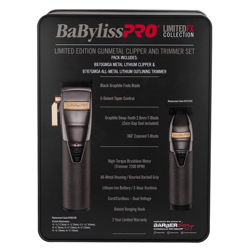 BabylissPRO LimitedFX Collection - Clipper & Skeleton Trimmer Duo - Gunmetal