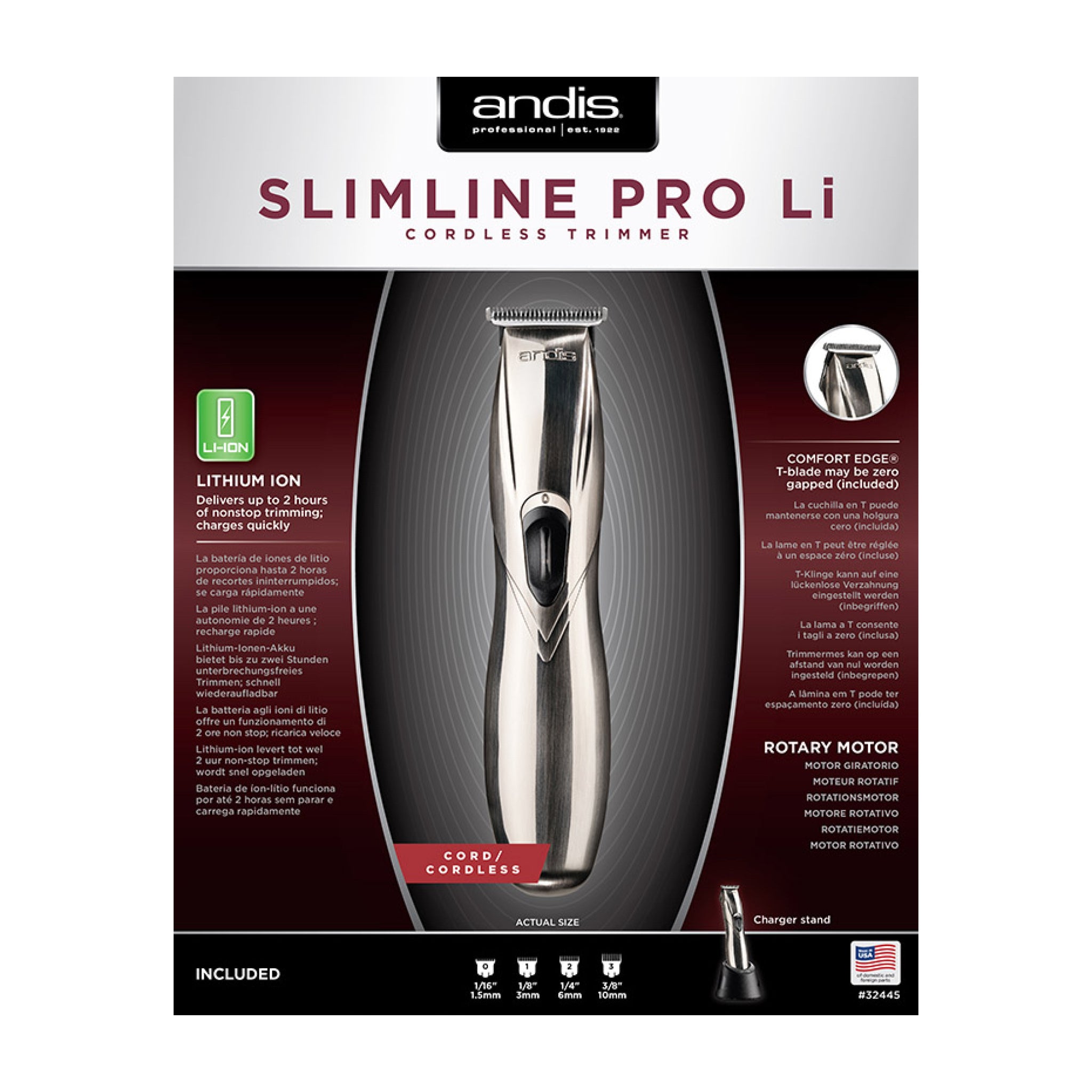 Andis Slimline Pro Li T-Blade Trimmer Chrome (D-8)